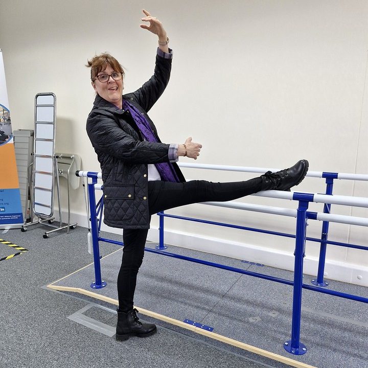 Kaye demonstrates her ballet skills.