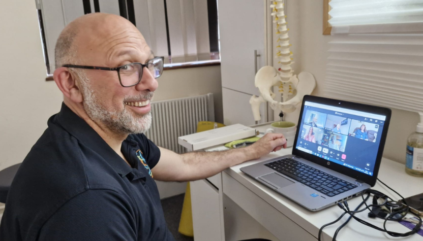 France giving an online breathing and mindfulness session.